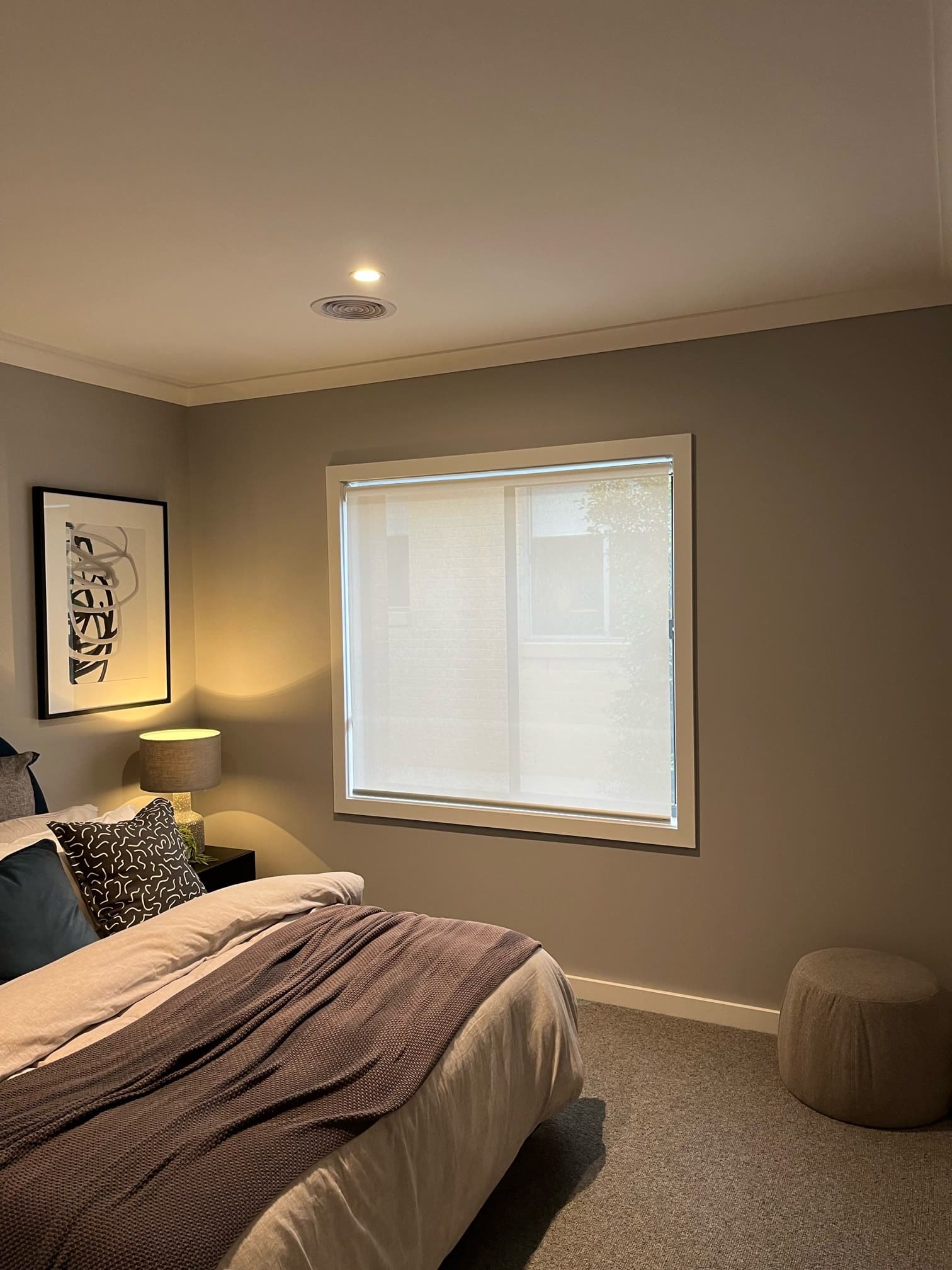 Day and night blinds in a living area